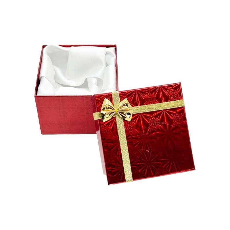 red jewelry gift box with bow